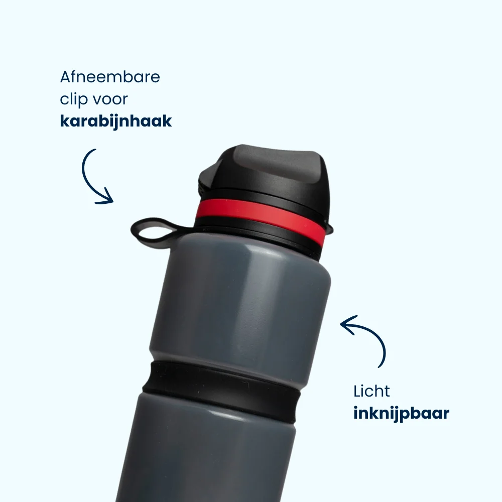 De Water-to-Go Eco-Active 75 cl is een duurzame sportfles met een afneembare clip voor een karabijn haak voor eenvoudige bevestiging aan je rugzak of uitrusting. De bidon is licht inknijpbaar voor een snelle doorstroom van water, zodat je onderweg moeiteloos kunt drinken.