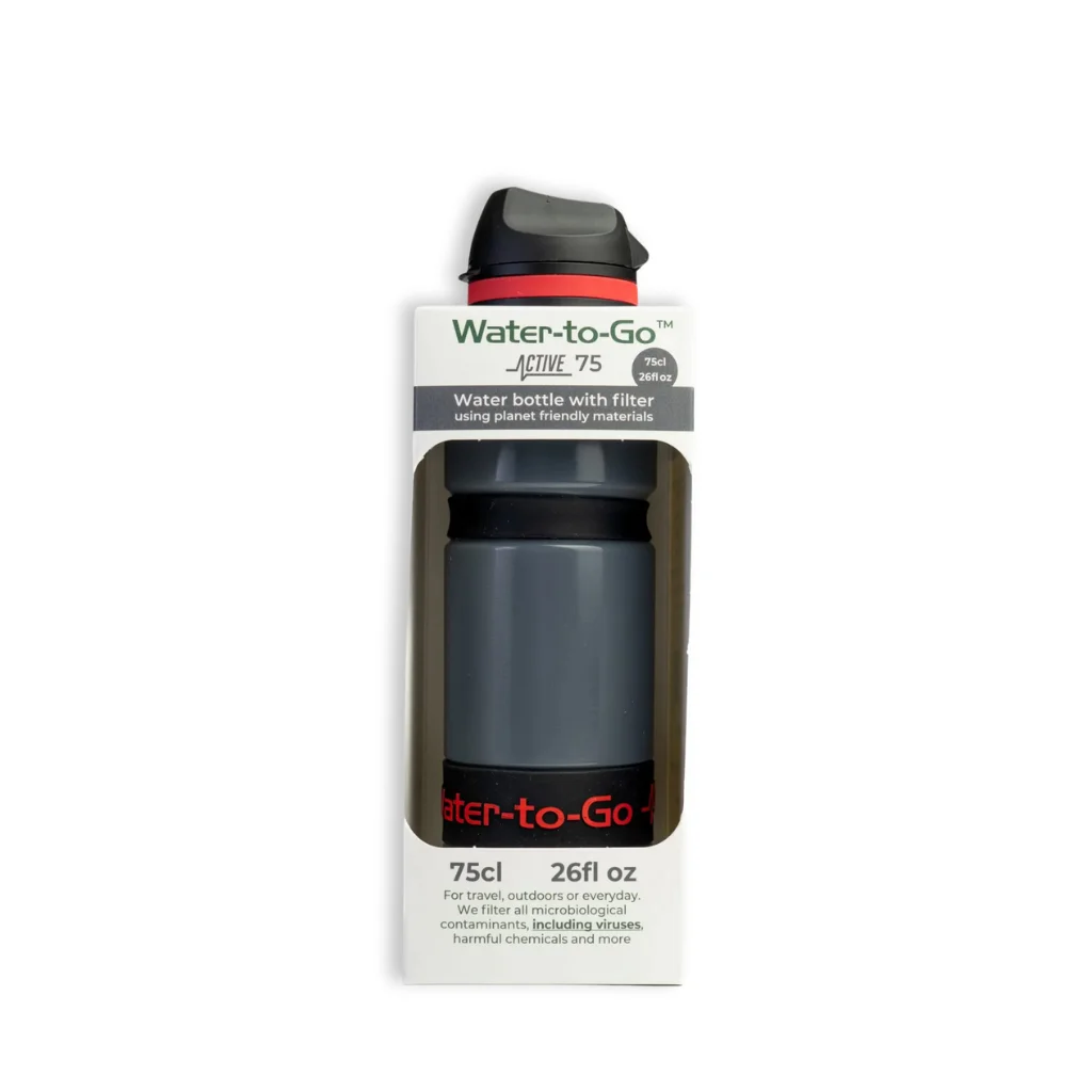 Rode Water-to-Go Eco-Active 75cl fles met waterfilter voor outdoor en reizen in duurzame verpakking